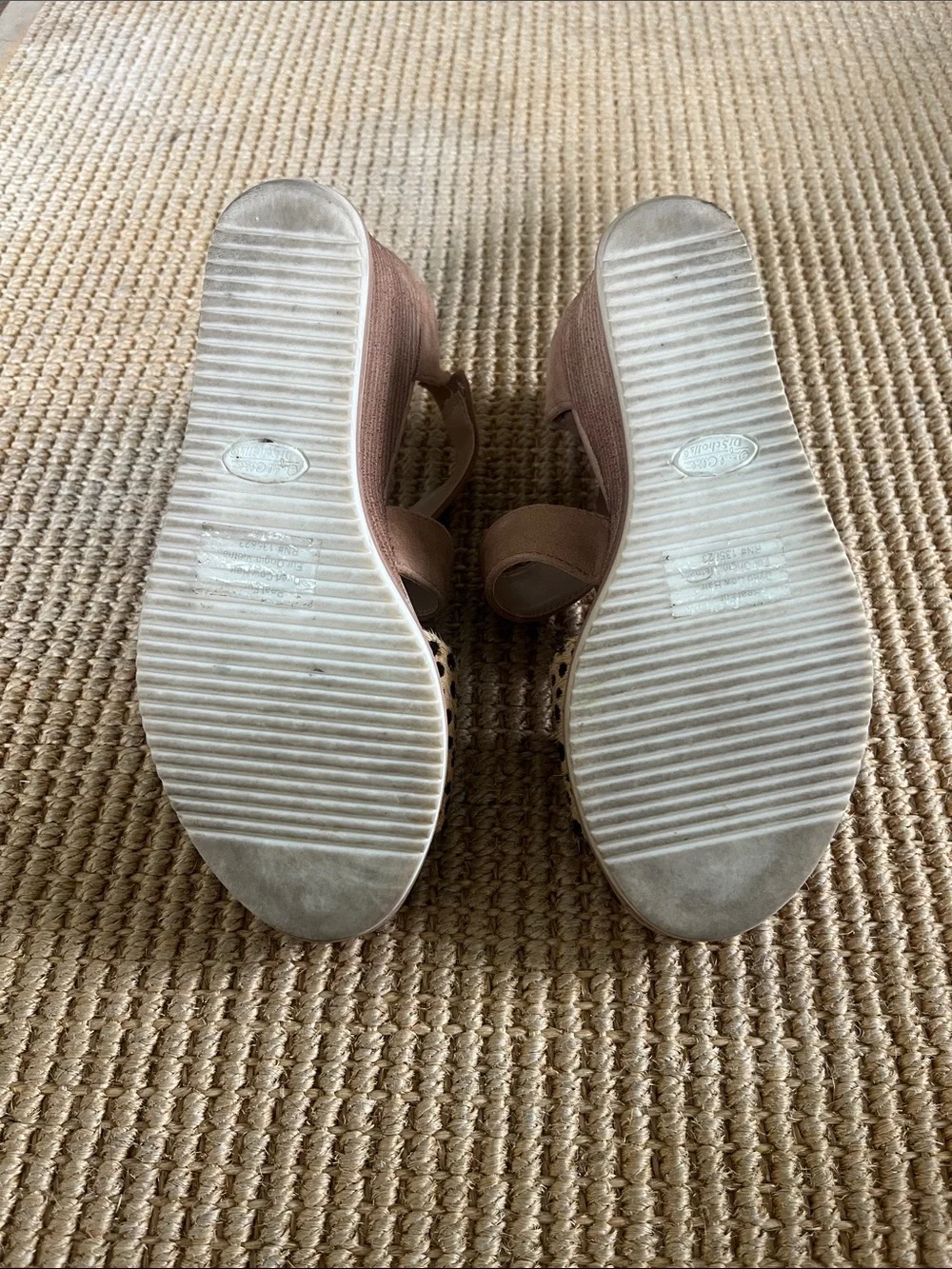 Dr. Scholls Tan and Cheetah Wedge Heeled Sandals